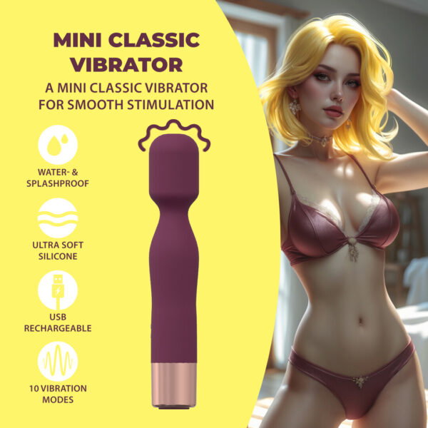 Loveline by Shots Mini Classic Wand Vibrator - Burgunderrot – Bild 4
