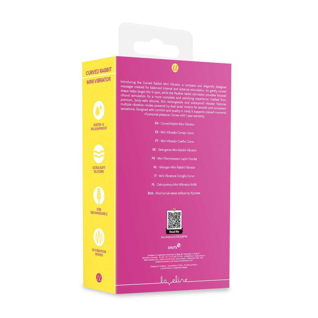 Loveline by Shots Mini gebogener Kaninchenvibrator - Pink – Bild 3