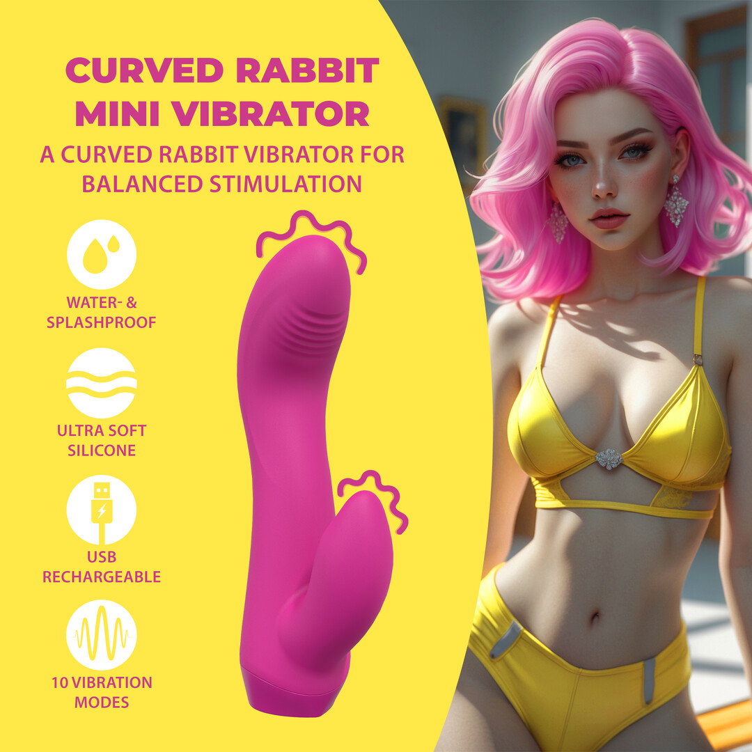 Loveline by Shots Mini gebogener Kaninchenvibrator - Pink – Bild 5