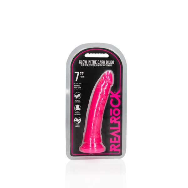 RealRock by Shots Schlanker realistischer Dildo mit Saugnapf - Leuchtet im Dunkeln – Bild 2