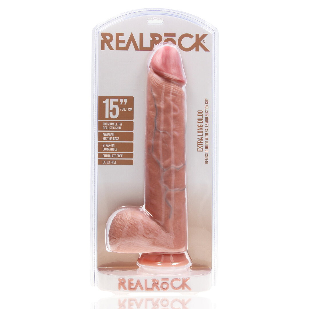 RealRock by Shots Extra Large Straight mit Balls 15 / 38 cm - Flesh – Bild 2