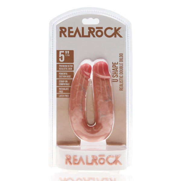 RealRock by Shots U-förmiger doppelter Dildo 5 / 12,7 cm - Flesh – Bild 2