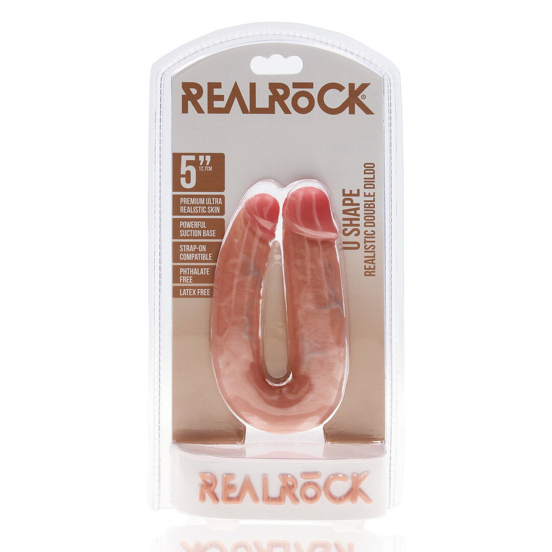 RealRock by Shots U-förmiger doppelter Dildo 5 / 12,7 cm - Flesh – Bild 2