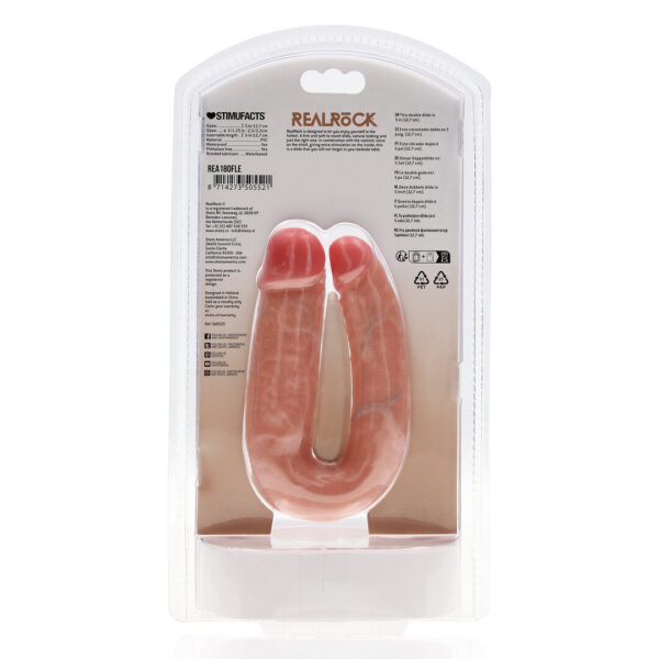 RealRock by Shots U-förmiger doppelter Dildo 5 / 12,7 cm - Flesh – Bild 3