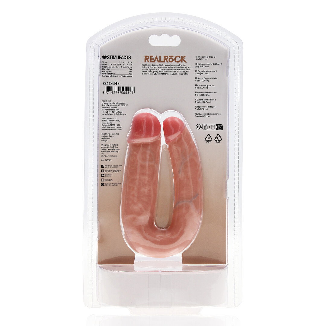 RealRock by Shots U-förmiger doppelter Dildo 5 / 12,7 cm - Flesh – Bild 3