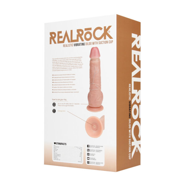 RealRock by Shots Vibrierender Regelmäßiger Gerade Penis mit Hoden - 9 / 23 cm - Fleisch – Bild 3