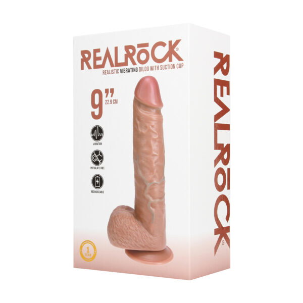 RealRock by Shots Vibrierender regulärer gerader Penis mit Hoden - 9 / 23 cm – Bild 2