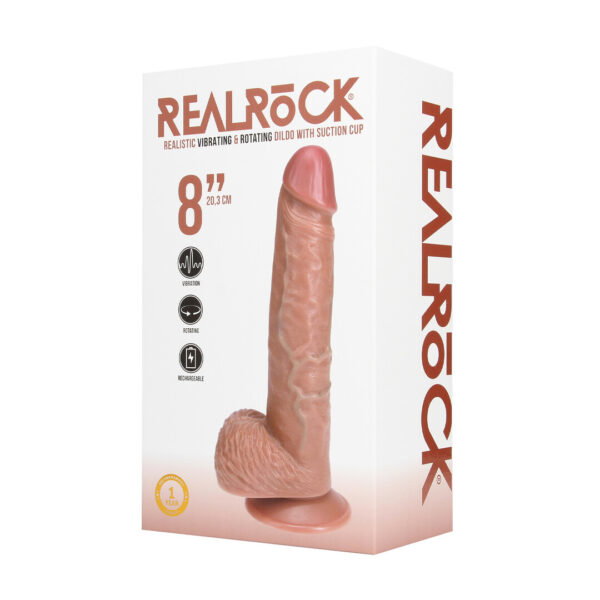 RealRock by Shots Vibrierender und drehender gerader Penis mit Hoden - 8 / 20,5 cm – Bild 2
