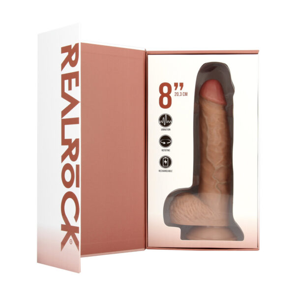 RealRock by Shots Vibrierender und drehender gerader Penis mit Hoden - 8 / 20,5 cm – Bild 4