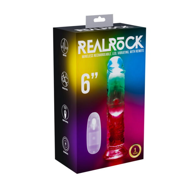 Alternative view of RealRock by Shots LED Vibrating Gerader Penis - 6 / 15 cm - Transparent