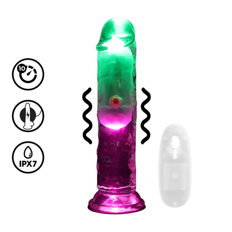 RealRock by Shots LED Vibrating Gerader Penis - 6 / 15 cm - Transparent