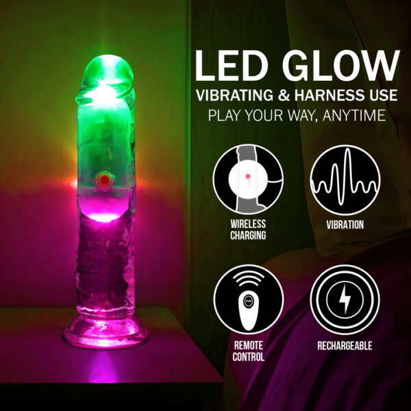 RealRock by Shots LED Vibrating Gerader Penis - 6 / 15 cm - Transparent – Bild 6