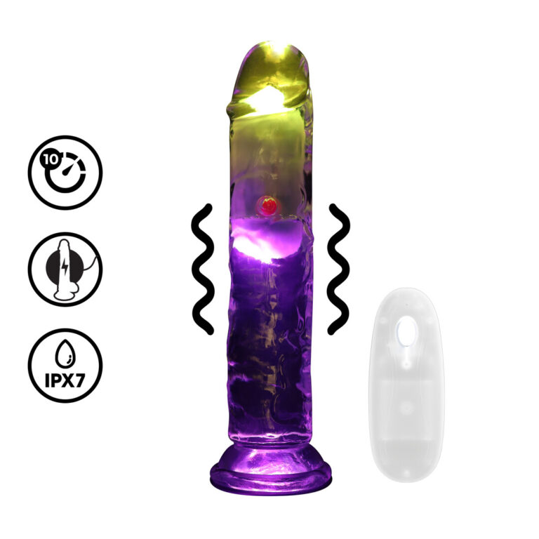 RealRock by Shots LED Vibrating Gerader Penis - 7 / 18 cm - Transparent