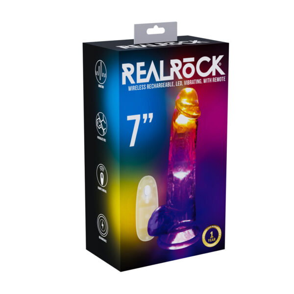 Alternative view of RealRock by Shots LED Vibrating Gerader Penis mit Hoden - 7 / 18 cm - Transparent