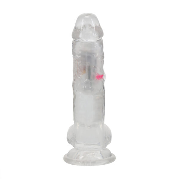 RealRock by Shots LED Vibrating Gerader Penis mit Hoden - 7 / 18 cm - Transparent – Bild 3