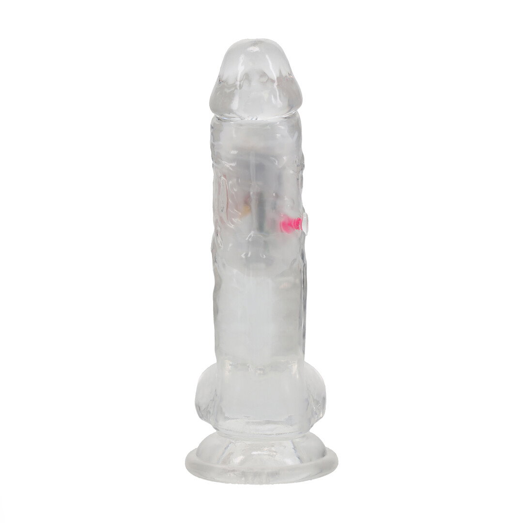 RealRock by Shots LED Vibrating Gerader Penis mit Hoden - 7 / 18 cm - Transparent – Bild 3