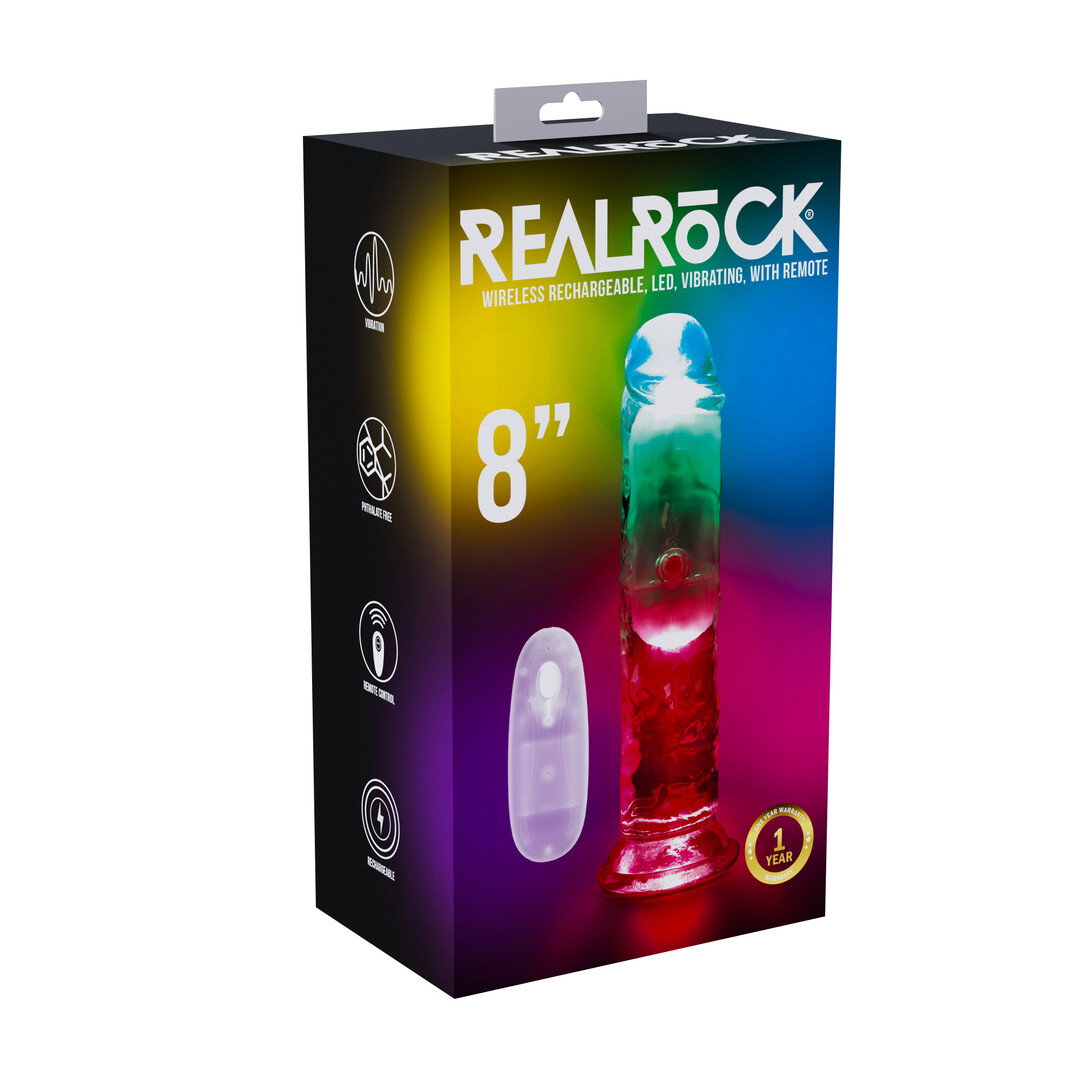 RealRock by Shots LED Vibrating Straight Cock - 8 / 20 cm - Transparent – Bild 2