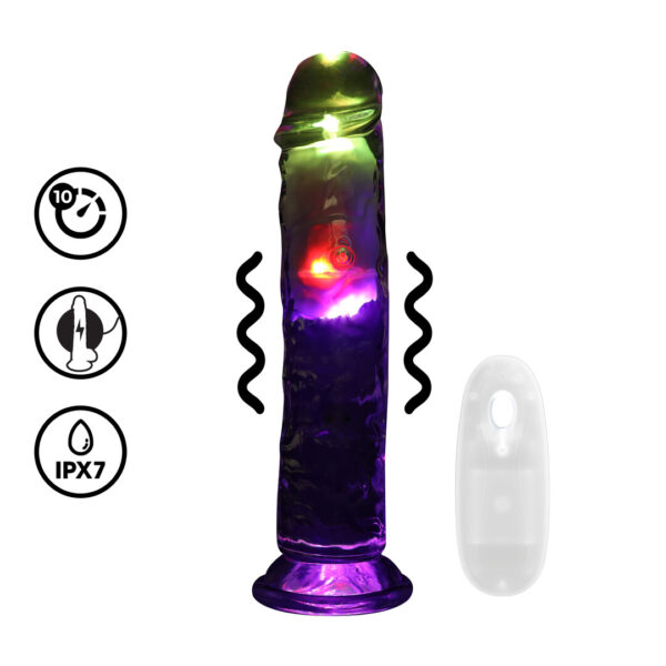 RealRock by Shots LED Vibrating Straight Cock - 8 / 20 cm - Transparent