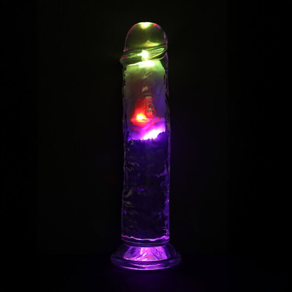 RealRock by Shots LED Vibrating Straight Cock - 8 / 20 cm - Transparent – Bild 5
