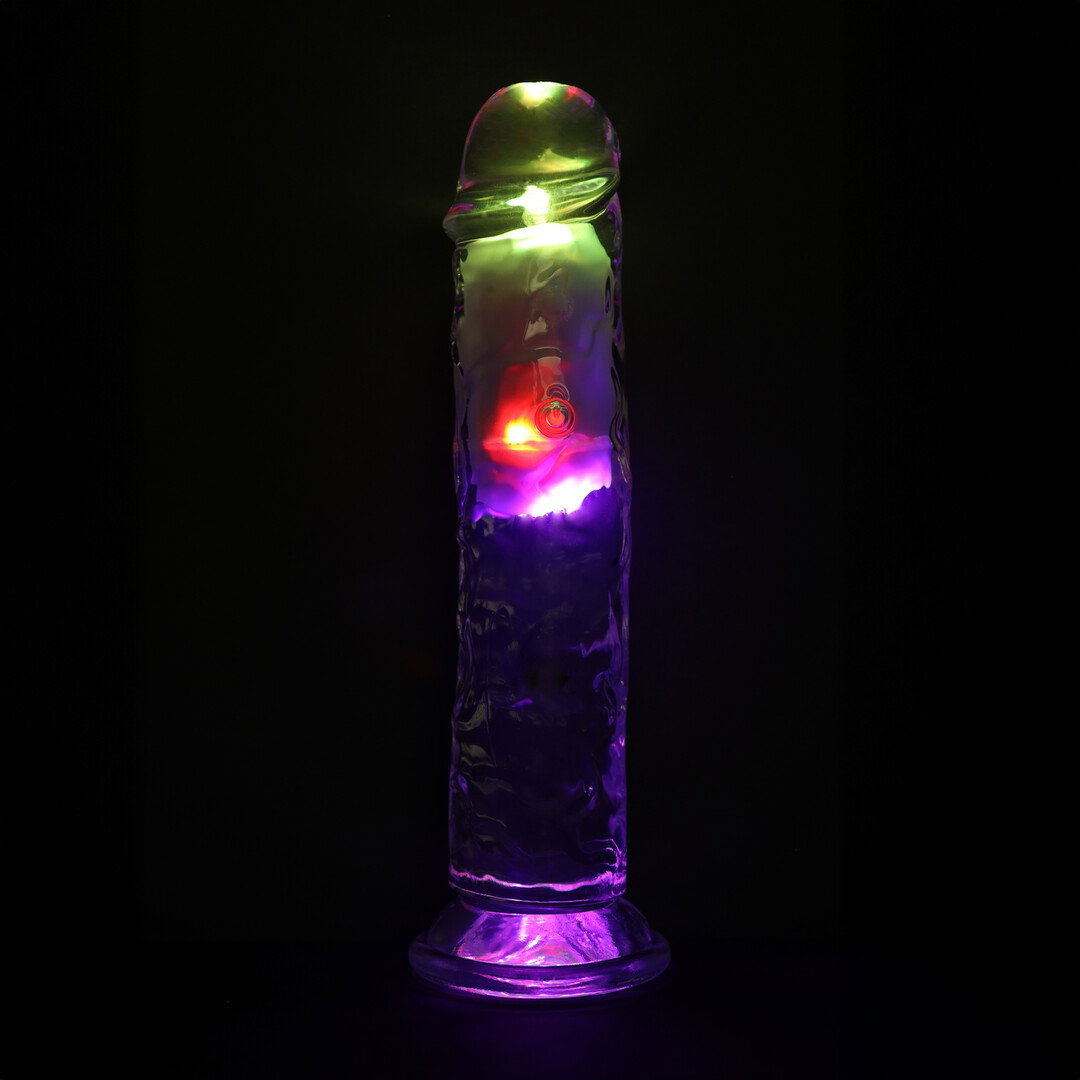 RealRock by Shots LED Vibrating Straight Cock - 8 / 20 cm - Transparent – Bild 5