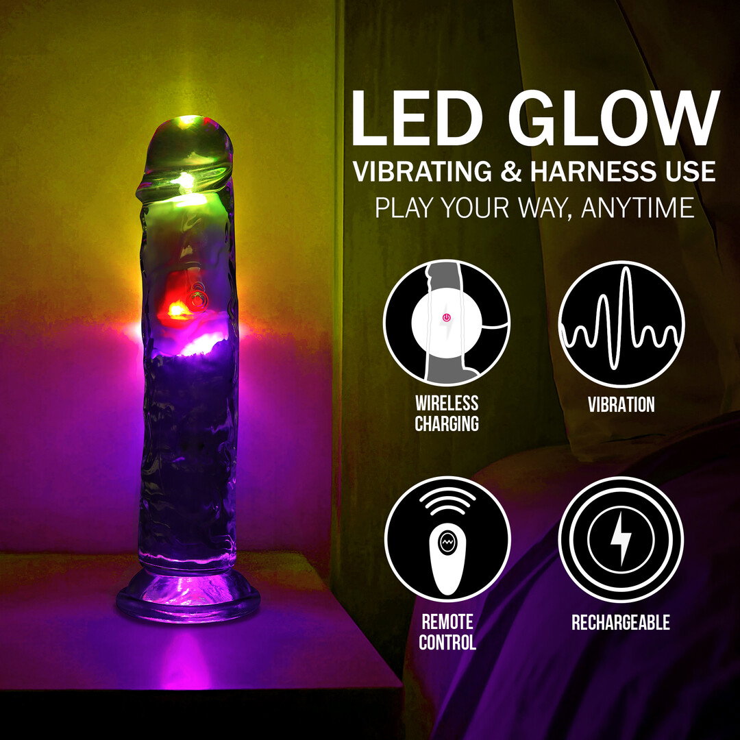RealRock by Shots LED Vibrating Straight Cock - 8 / 20 cm - Transparent – Bild 6