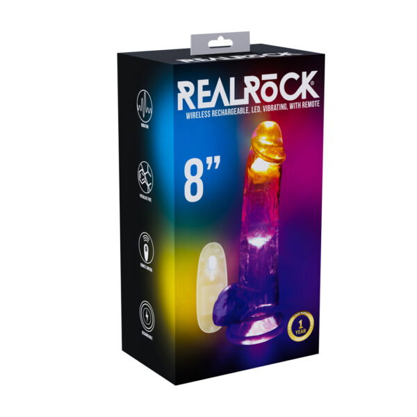 Alternative view of RealRock by Shots LED Vibrating Gerade Penis mit Hoden - 8 / 20 cm - Transparent