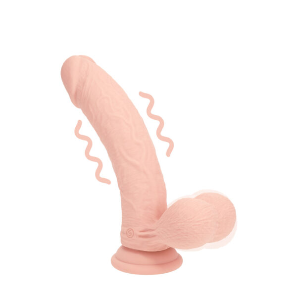 RealRock by Shots Realistic Dual Density Vibrating Silicone Dildo With Weighted Balls - 6 / 15 cm - Flesh