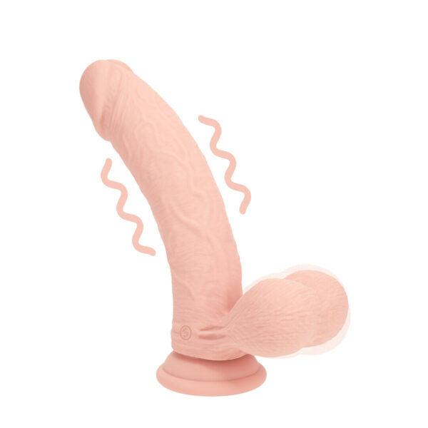 RealRock by Shots Realistic Dual Density Vibrating Silicone Dildo With Weighted Balls - 7 / 18 cm - Flesh