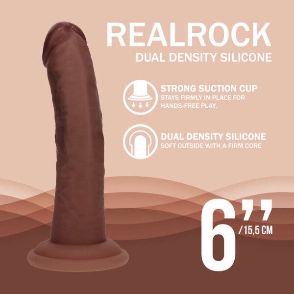 RealRock by Shots Dual Density Silikon Gebogener Realistischer Dildo mit Saugnapf - 6 / 15,5 cm – Bild 5