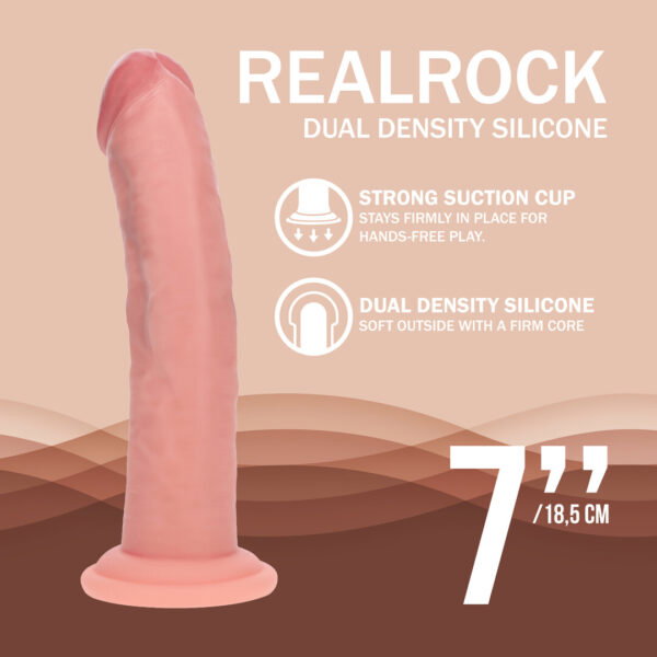 RealRock by Shots Dual Density Silikon Gebogener Realistischer Dildo mit Saugnapf - 7 / 18,5 cm – Bild 5